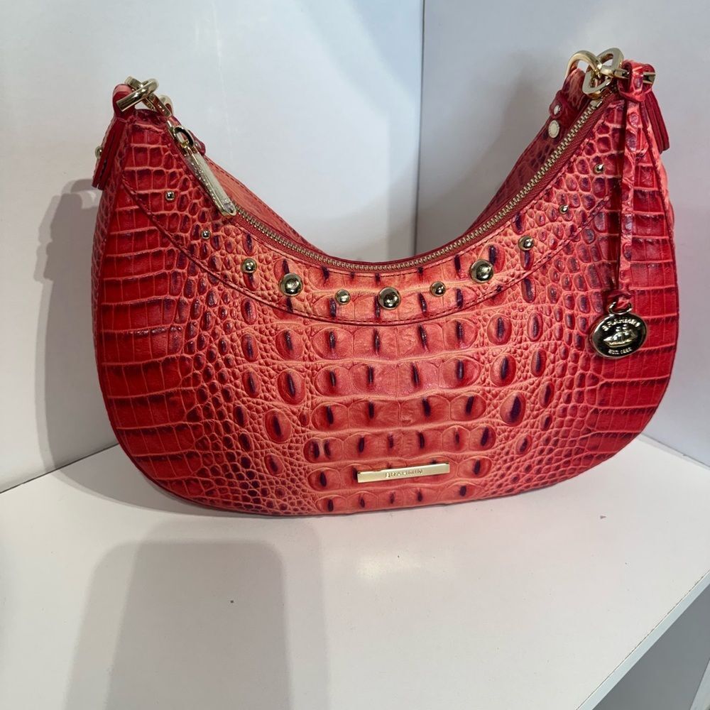 Brahmin small Becca, excellent condition Red Croc-Embossed Shoulder Bag